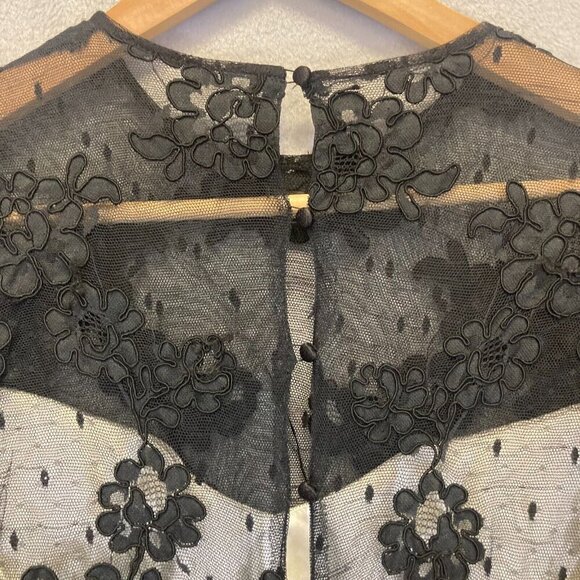 Rina diMontella Lace Satin Dress Womens Size 6 Black Ivory Knee Prom Hoco Formal - Picture 15 of 16